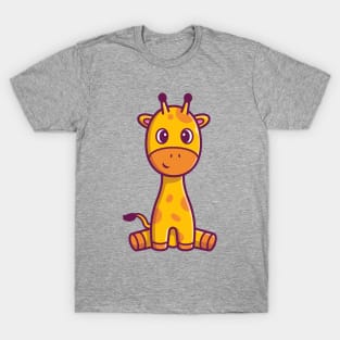 Cute Giraffe Sitting Cartoon T-Shirt